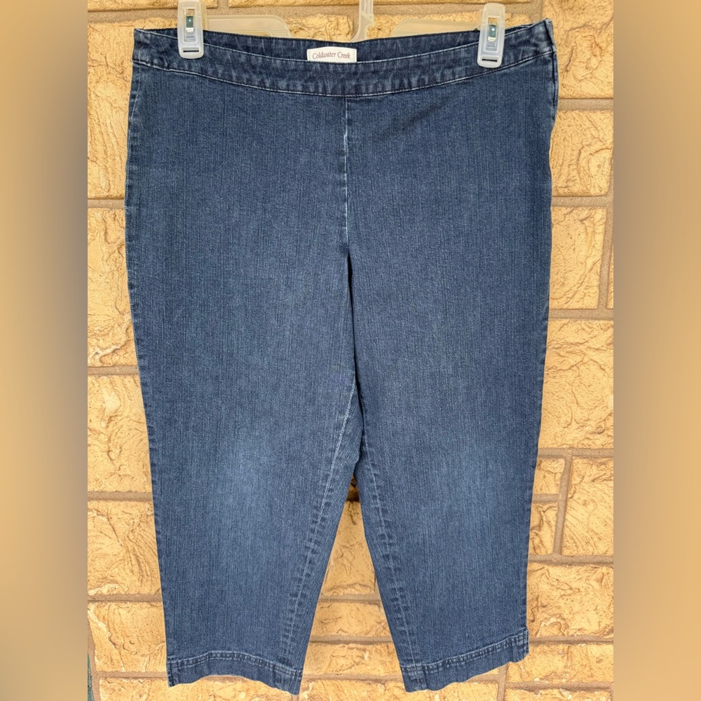 Coldwater Creek Dark Indigo Cropped Pull-On Jeans